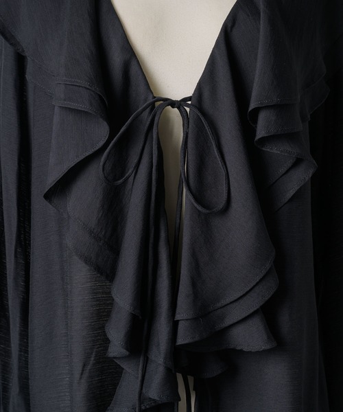 yae(ヤエ)の「Sheer ruffle frill blouse / シアーラッフルフリルブラウス(シャツ/ブラウス・レディース・ブラック/ライトブルー/イエロー・FREE)」の15枚目の写真