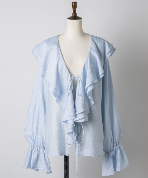 yae(ヤエ)の「Sheer ruffle frill blouse / シアーラッフルフリルブラウス(シャツ/ブラウス・レディース・ブラック/ライトブルー/イエロー・FREE)」の20枚目の写真