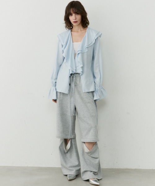 yae(ヤエ)の「Sheer ruffle frill blouse / シアーラッフルフリルブラウス(シャツ/ブラウス・レディース・ブラック/ライトブルー/イエロー・FREE)」の6枚目の写真