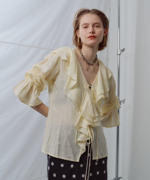 Sheer ruffle frill blouse / シアーラッフルフリルブラウス（シャツ