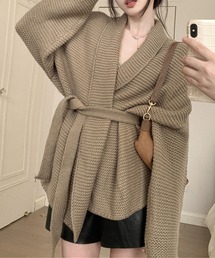 ベルト付きニットカーディガン