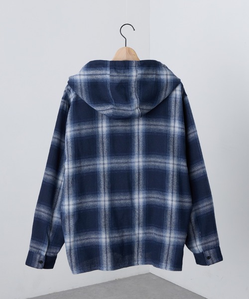 Alfred Alex（アルフレッドアレックス）の「【Alfred Alex】オンブレチェックオーバーサイズフードネルシャツ（シャツ/ブラウス・メンズ・ネイビー/ワイン/ブラック・L/M）」の8枚目の写真