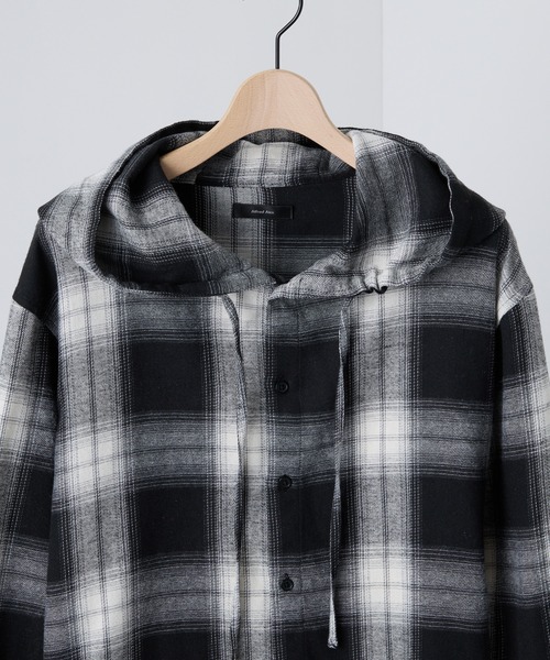 セール】【Alfred Alex】オンブレチェックオーバーサイズフード