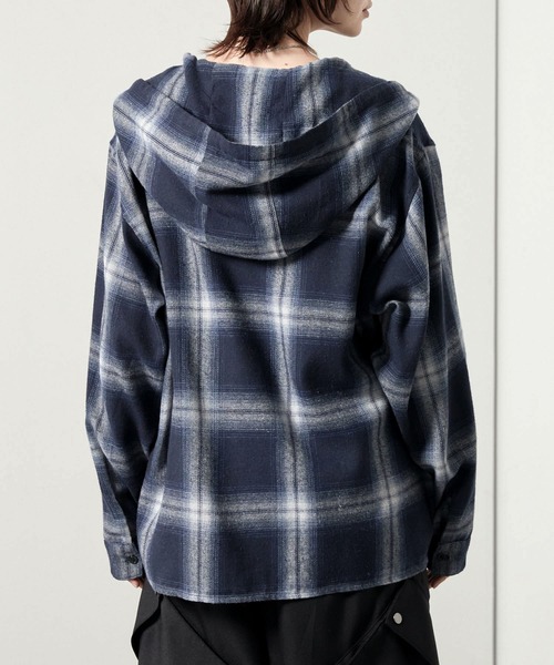 セール】【Alfred Alex】オンブレチェックオーバーサイズフード