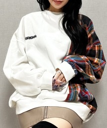 Jayro（ジャイロ）の「チェック切替オーバーサイズスウェット（スウェット）」