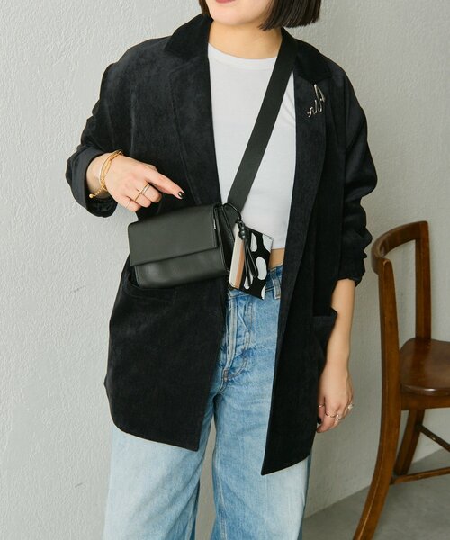 ear PAPILLONNER（イアパピヨネ）の「《uchida企画/本革》ミニワイドテープショルダーバッグ（ショルダーバッグ・レディース・ブラック・FREE）」の14枚目の写真