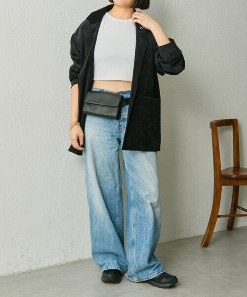 インフルエンサーuchida企画/本革》ミニワイドテープショルダーバッグ