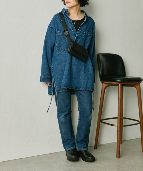 インフルエンサーuchida企画/本革》ミニワイドテープショルダーバッグ