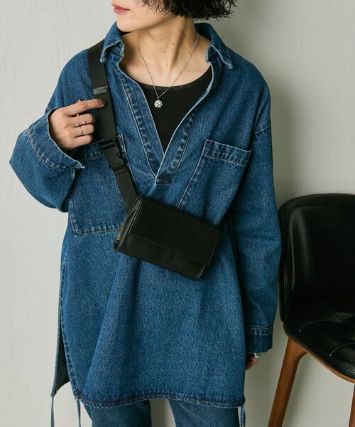 ma-na様ear PAPILLONNER イアパピヨネ　ワイドテープショルダー インフルエンサーuchida企画/本革》ミニワイドテープショルダーバッグ