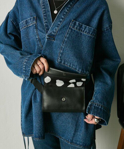 インフルエンサーuchida企画/本革》ミニワイドテープショルダーバッグ