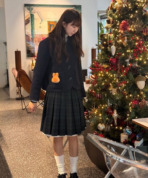 Studded Wool Short Coat_Navy R CRANK Studded Wool Short Coat_Navy