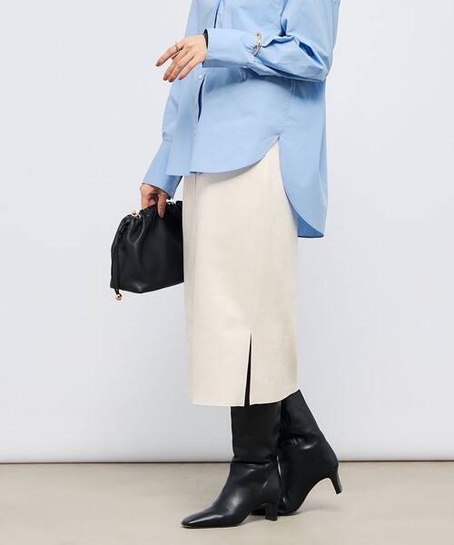 NOLLEY’S Sophi(ノーリーズソフィ)の「ウォッシャブルスエードダンボールタイトスカート(スカート・レディース・ミント/オフホワイト/チャコールグレー・36/34/40/38)」の3枚目の写真