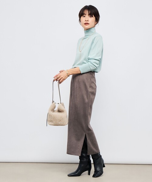 NOLLEY’S Sophi(ノーリーズソフィ)の「ウォッシャブルスエードダンボールタイトスカート(スカート・レディース・ミント/オフホワイト/チャコールグレー・36/34/40/38)」の5枚目の写真