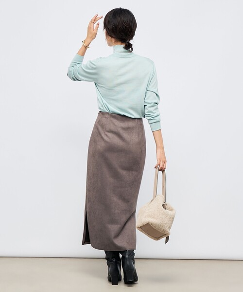 NOLLEY’S Sophi(ノーリーズソフィ)の「ウォッシャブルスエードダンボールタイトスカート(スカート・レディース・ミント/オフホワイト/チャコールグレー・36/34/40/38)」の6枚目の写真