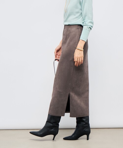 NOLLEY’S Sophi(ノーリーズソフィ)の「ウォッシャブルスエードダンボールタイトスカート(スカート・レディース・ミント/オフホワイト/チャコールグレー・36/34/40/38)」の8枚目の写真