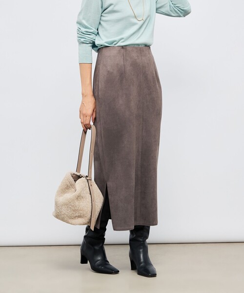 NOLLEY’S Sophi(ノーリーズソフィ)の「ウォッシャブルスエードダンボールタイトスカート(スカート・レディース・ミント/オフホワイト/チャコールグレー・36/34/40/38)」の12枚目の写真
