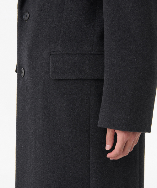 MUSINSA STANDARD（ムシンサスタンダード）の「カシミヤブレンドダディショルダーピークトシングルロングコート[チャコールグレー]（チェスターコート・メンズ・その他・XX-LARGE/MEDIUM/LARGE/X-LARGE）」の5枚目の写真