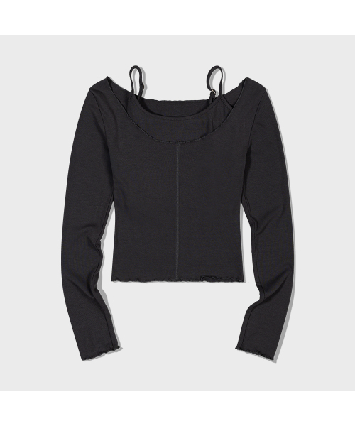 MOAA（モア）の「Layered Squar Neck Top (CHARCOAL) inner set（Tシャツ/カットソー・レディース・その他・SMALL/MEDIUM）」の3枚目の写真