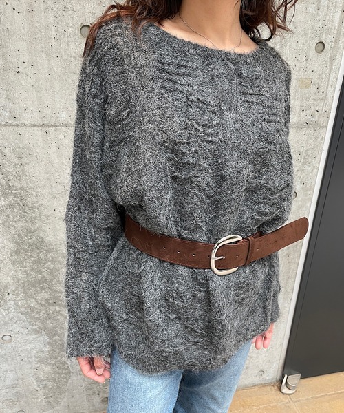 ROGER AND RAW(ロジャーアンドロウ)の「ベルト付きモヘアタッチニットトップス(ニット/セーター・レディース・ブラウン/グレー/アイボリー・FREE)」の19枚目の写真