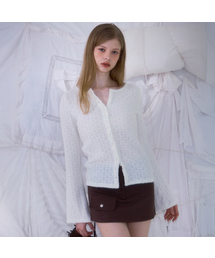 Hairy Slim Fur Cardigan [Ivory]