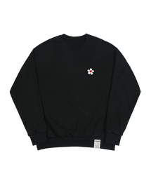 [UNISEX]フラワーハートロゴスマイルスウェット_ブラック