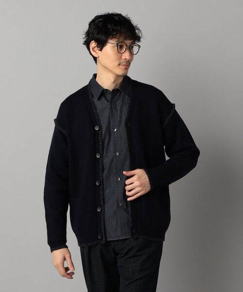 COMME CA MEN(コムサメン)の「ブランケットステッチ カーディガン(カーディガン/ボレロ・メンズ・ネイビー/ブラック・L/M)」の2枚目の写真