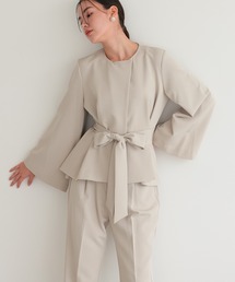 TOKYO OFFICA | リボンペプラムセットアップ セレモニー オフィスカジュアル スーツ(スーツセット)