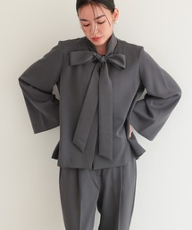 TOKYO OFFICA | リボンペプラムセットアップ セレモニー オフィスカジュアル スーツ(スーツセット)
