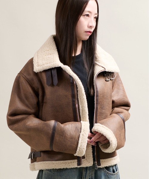 セール】11C5 ムートンライクジャケット 裏ボア 防寒 ユニセックス