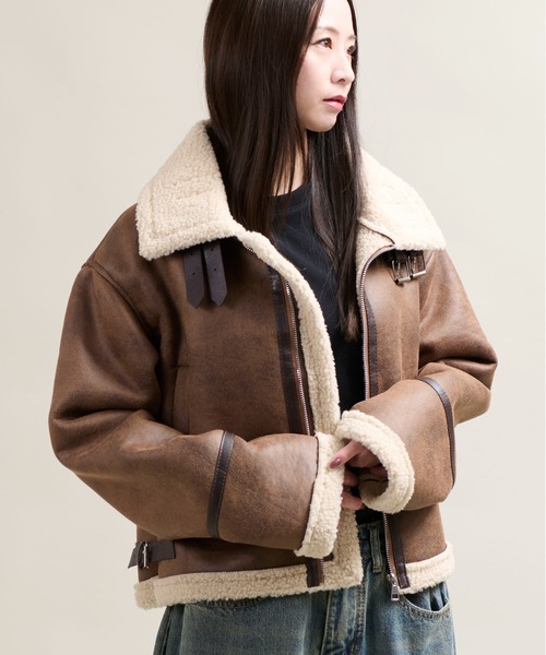 セール】11C5 ムートンライクジャケット 裏ボア 防寒 ユニセックス