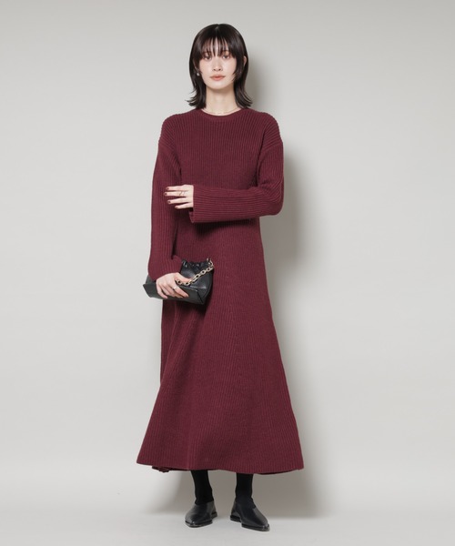 セール】片畦フレアニットワンピース（ワンピース）｜NANO universe