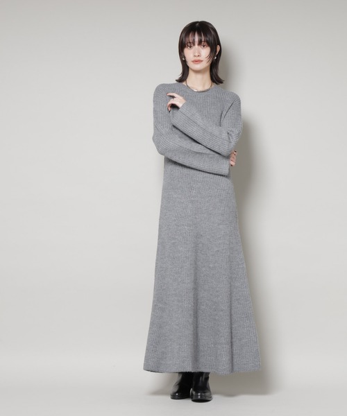 NANO universe（ナノユニバース）の「片畦フレアニットワンピース（ワンピース・レディース・ライトグレー/ボルドー/ネイビー・FREE）」の21枚目の写真