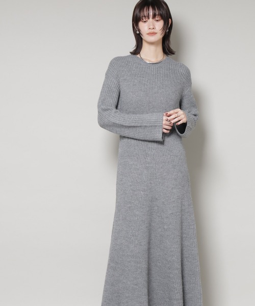 NANO universe（ナノユニバース）の「片畦フレアニットワンピース（ワンピース・レディース・ライトグレー/ボルドー/ネイビー・FREE）」の22枚目の写真