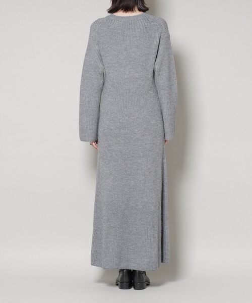 NANO universe（ナノユニバース）の「片畦フレアニットワンピース（ワンピース・レディース・ライトグレー/ボルドー/ネイビー・FREE）」の4枚目の写真