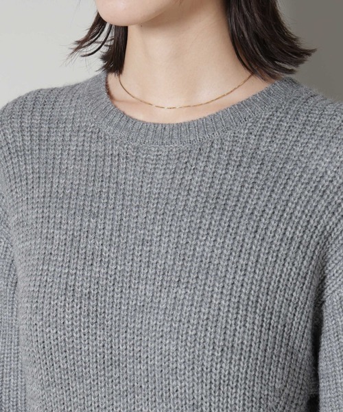 NANO universe（ナノユニバース）の「片畦フレアニットワンピース（ワンピース・レディース・ライトグレー/ボルドー/ネイビー・FREE）」の5枚目の写真