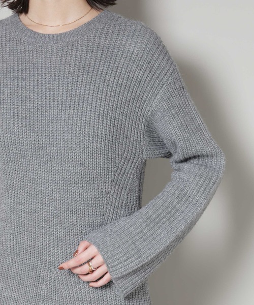 NANO universe（ナノユニバース）の「片畦フレアニットワンピース（ワンピース・レディース・ライトグレー/ボルドー/ネイビー・FREE）」の6枚目の写真