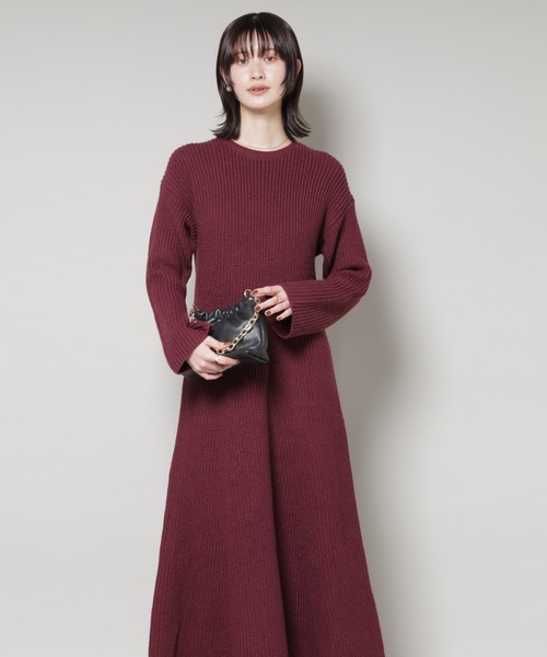 セール】片畦フレアニットワンピース（ワンピース）｜NANO universe