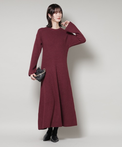 NANO universe（ナノユニバース）の「片畦フレアニットワンピース（ワンピース・レディース・ライトグレー/ボルドー/ネイビー・FREE）」の11枚目の写真