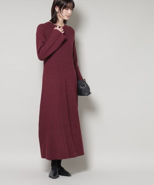 NANO universe（ナノユニバース）の「片畦フレアニットワンピース（ワンピース・レディース・ライトグレー/ボルドー/ネイビー・FREE）」の15枚目の写真