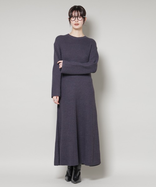 NANO universe（ナノユニバース）の「片畦フレアニットワンピース（ワンピース・レディース・ライトグレー/ボルドー/ネイビー・FREE）」の17枚目の写真