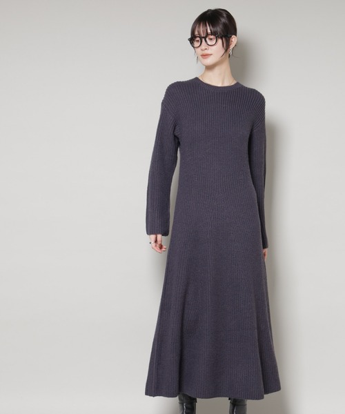 NANO universe（ナノユニバース）の「片畦フレアニットワンピース（ワンピース・レディース・ライトグレー/ボルドー/ネイビー・FREE）」の18枚目の写真