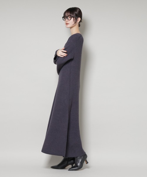 NANO universe（ナノユニバース）の「片畦フレアニットワンピース（ワンピース・レディース・ライトグレー/ボルドー/ネイビー・FREE）」の19枚目の写真