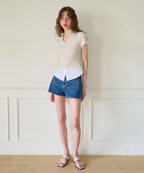 SALON DE YOHN(サロンドヨーン)の「Shirt Detail V-neck Short Sleeve T_ Ivory(ポロシャツ・レディース・その他・MEDIUM/SMALL)」の2枚目の写真