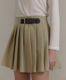 ANC BUCKLE PLEATS WRAP SKIRT_BEIGE