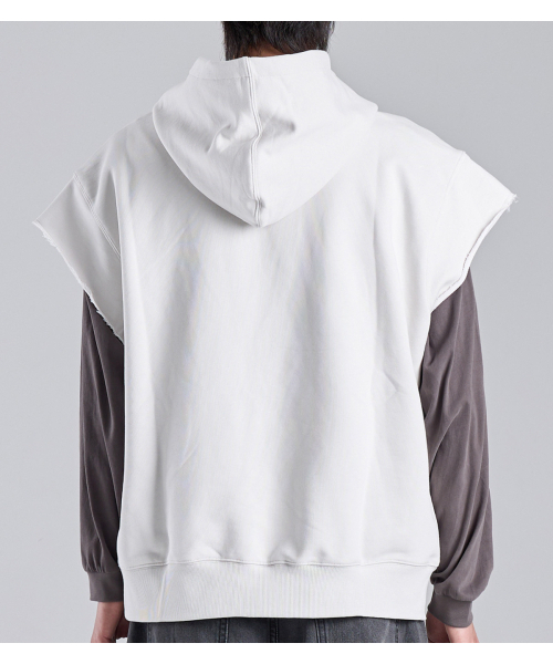 BUTTON SEOUL（ボタンソウル）の「スリーブレスビンテージコットンフードベスト(ホワイト)（Tシャツ/カットソー・メンズ・その他・MEDIUM/LARGE/X-LARGE）」の5枚目の写真