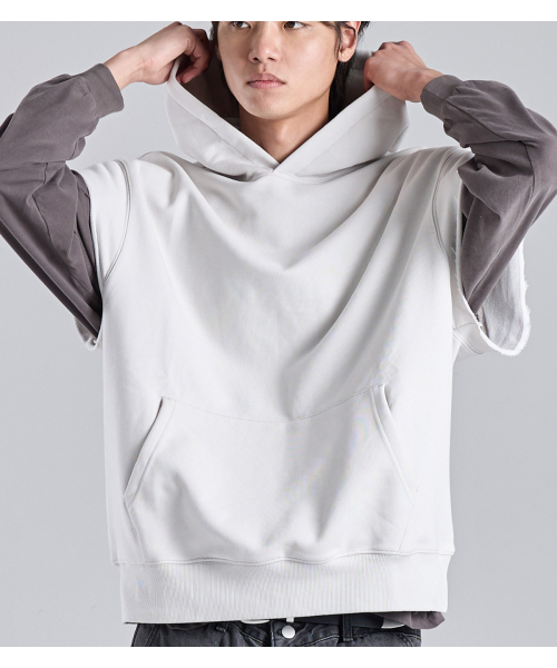 BUTTON SEOUL（ボタンソウル）の「スリーブレスビンテージコットンフードベスト(ホワイト)（Tシャツ/カットソー・メンズ・その他・MEDIUM/LARGE/X-LARGE）」の8枚目の写真