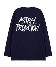 グラフィティレタリングオーバーサイズロングスリーブTシャツ_ネイビー