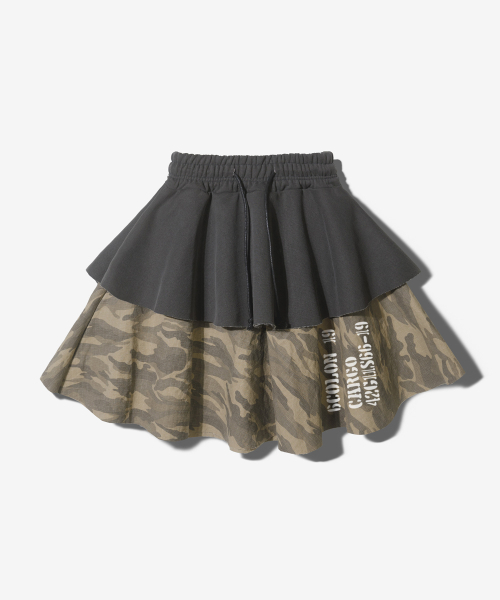 CARGO TIERED FLARE MINI SKIRT - PIGMENT BLACK