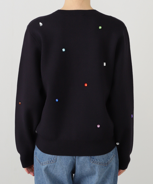 La TOTALITE（ラトータリテ）の「【洗える】TORRAZZO DONNA/トラッゾドンナ ジュエリーニットトップス（ニット/セーター・レディース・ネイビー/アイボリー・FREE）」の10枚目の写真