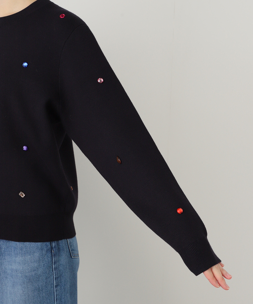 La TOTALITE（ラトータリテ）の「【洗える】TORRAZZO DONNA/トラッゾドンナ ジュエリーニットトップス（ニット/セーター・レディース・ネイビー/アイボリー・FREE）」の11枚目の写真